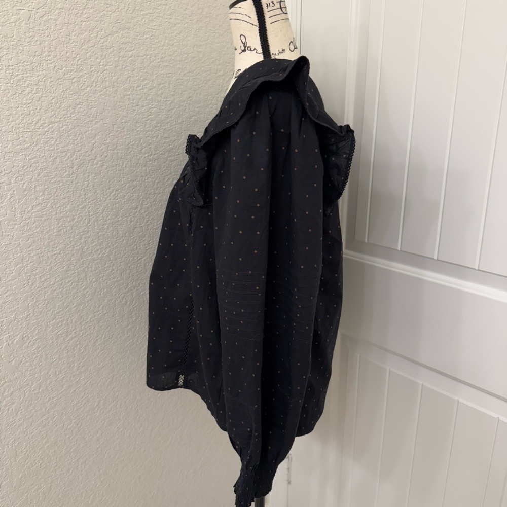 Madewell Black Ruffle shirt Tunic sz S - Picture 5 of 10